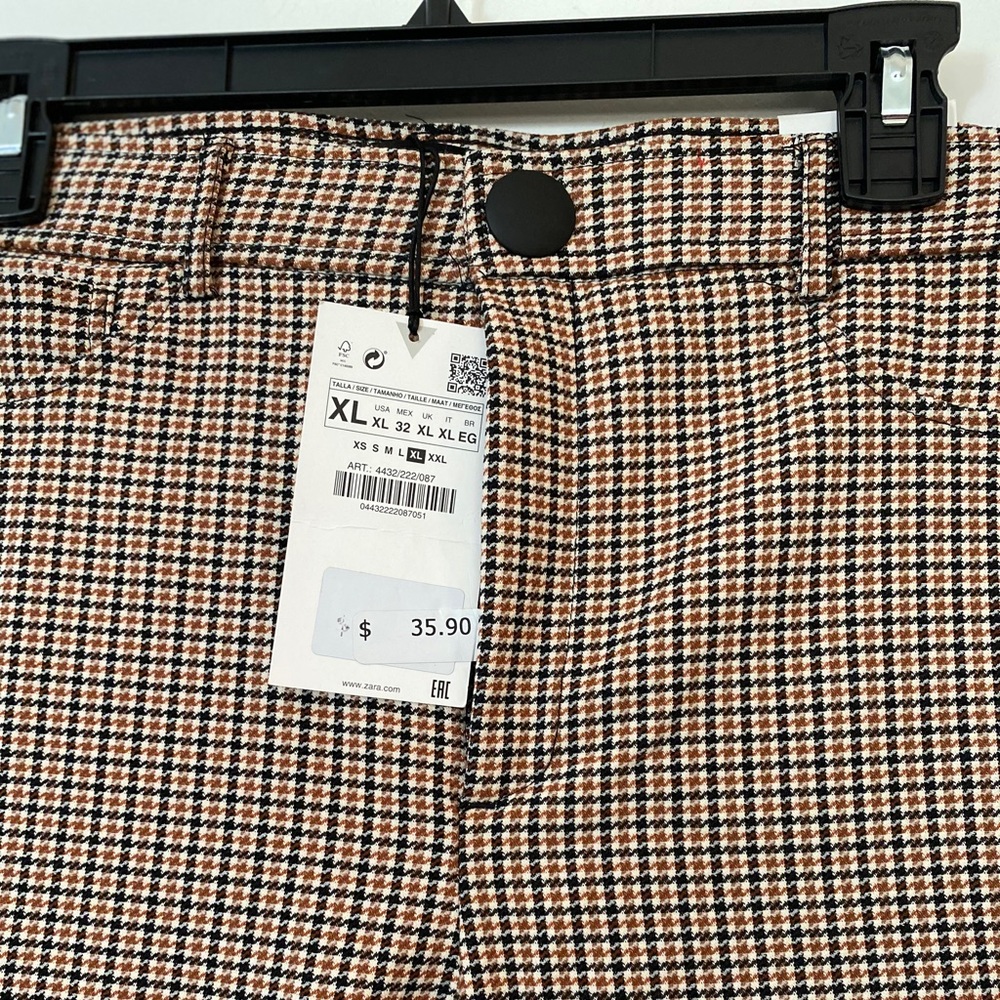 Plaid straight leg pants